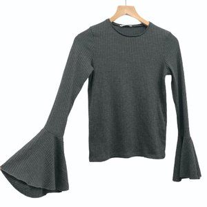 Zara Trafaluc Grey Bell Sleeve Sweater - Size S